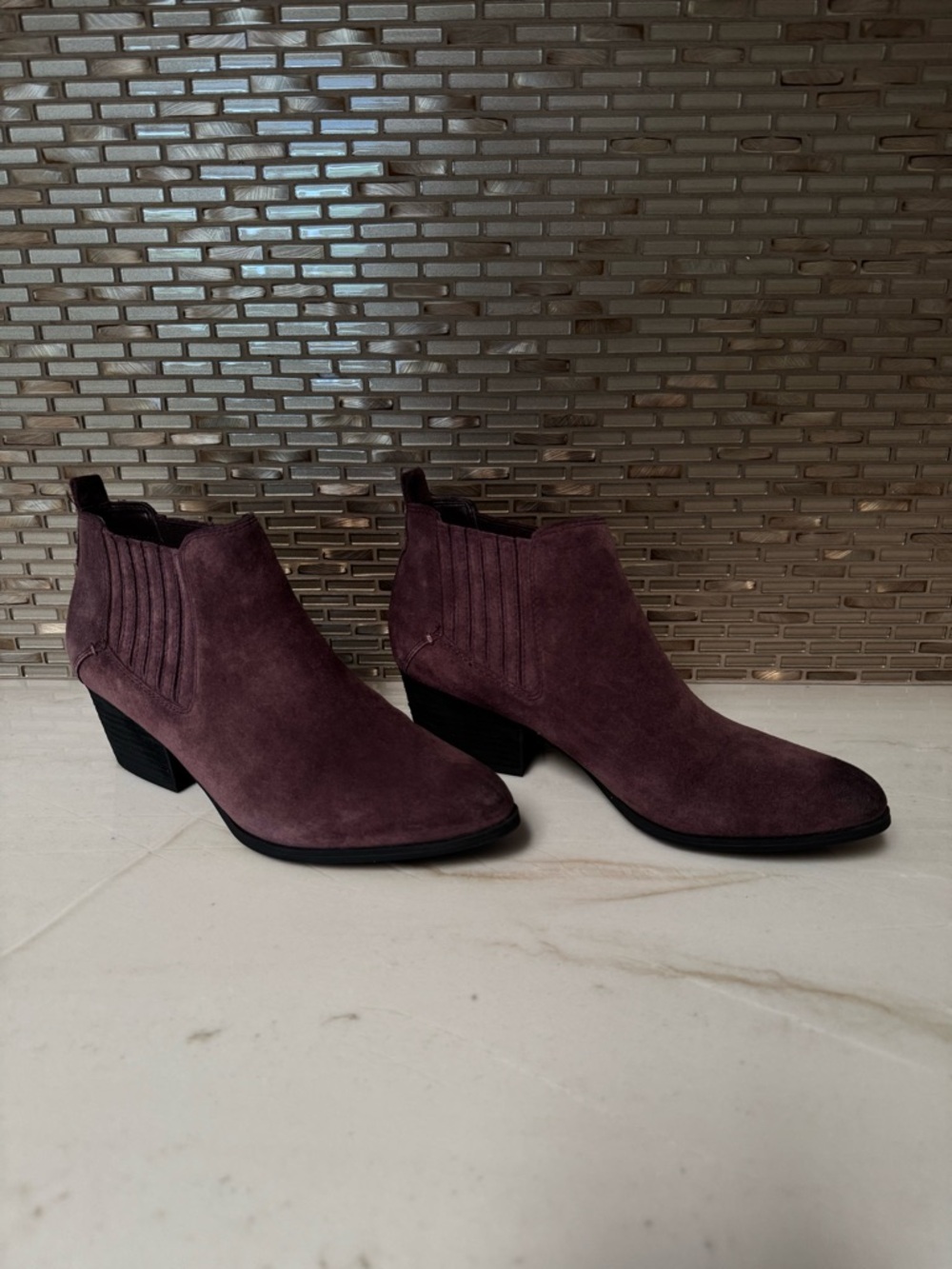 Crown Plum Suede Ankle Booties